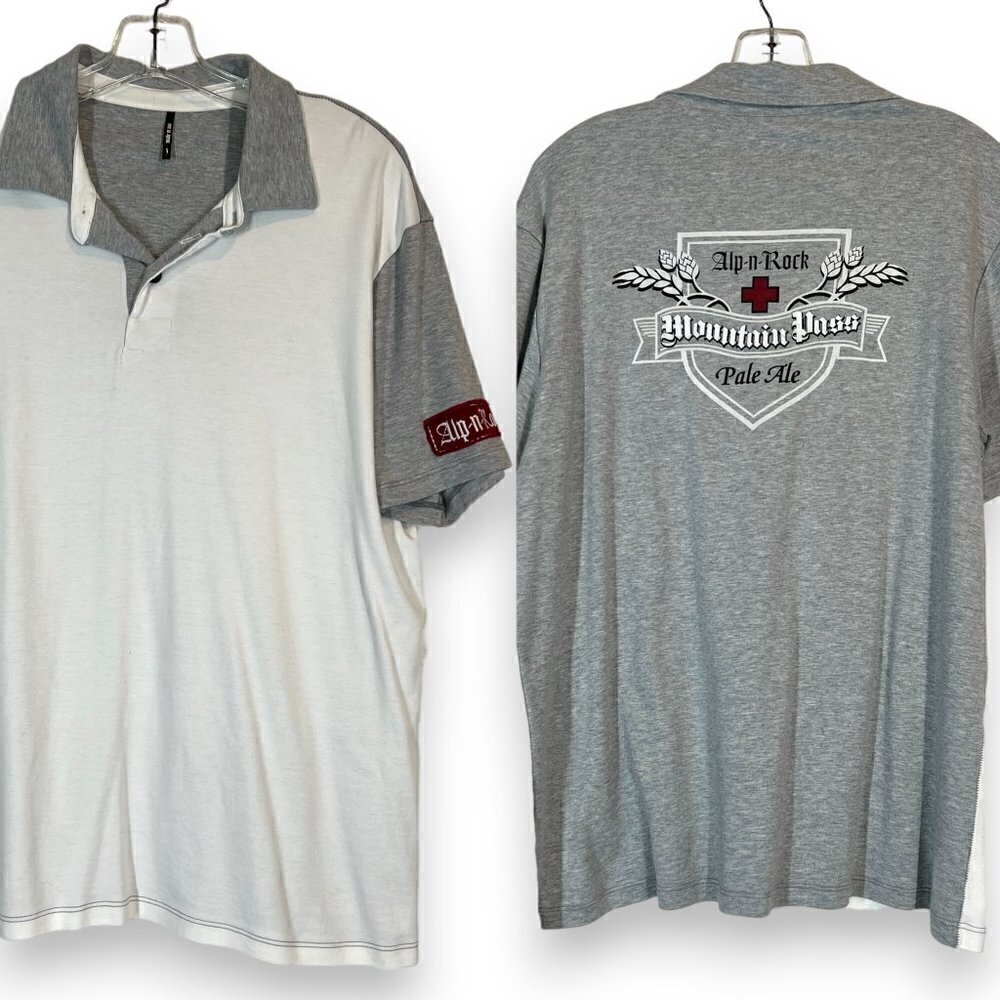 AlpnRock Polo Shirt Large Embroidered Gray White